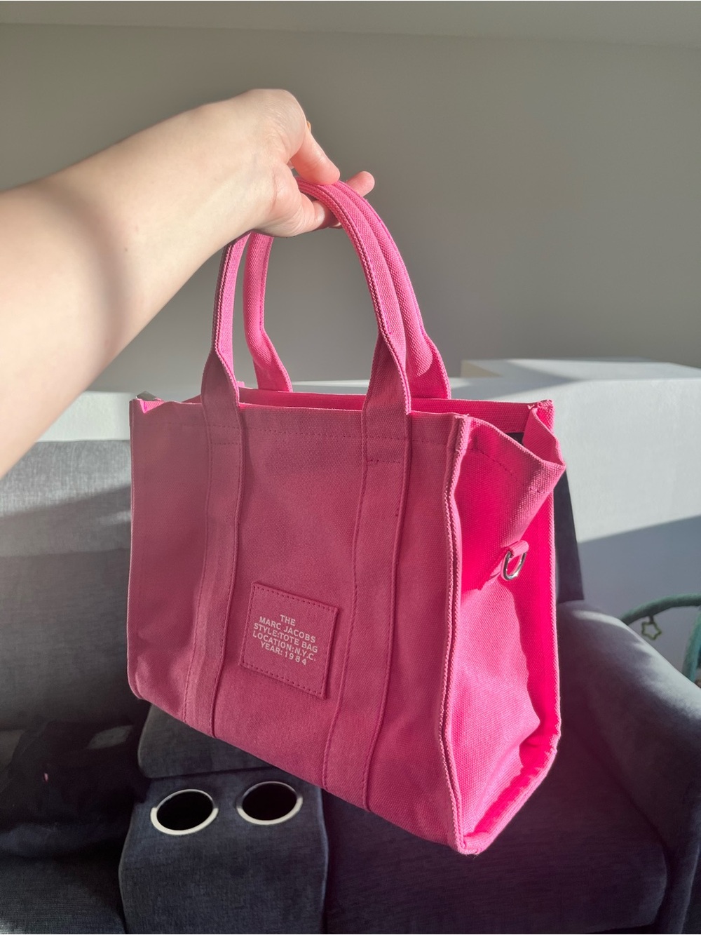 Marc Jacobs Pink Canvas Tote with White Logo - Picture 3 of 4